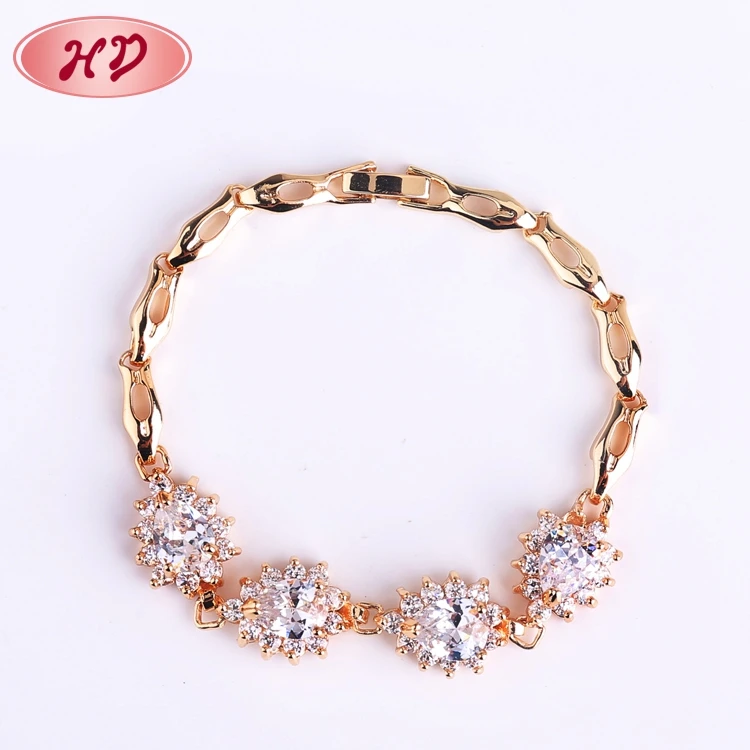 

Wholesale Fashion Flower Luxury Charm 18K Gold Bracelet For Girls