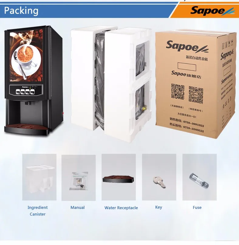SC-8905BN-C5H5-S Fully automatic coin operated instant coffee hot beverage vending machine