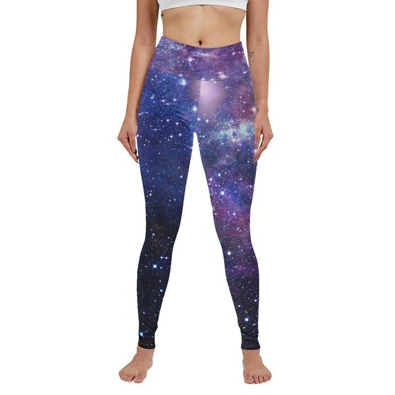 

Ladies Cool Printing Compression Leggings Full Length Footless Capri Pants Girl Universe Star Design Yoga Pants BJJ