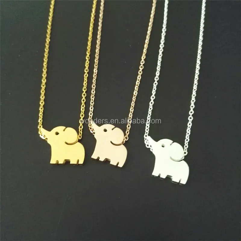 

Wholesale Cute Dainty Babay Elephant Necklace Gold Silver Plated Stainless Steel Women Fashion Jewellery Christmas Gifts 2015