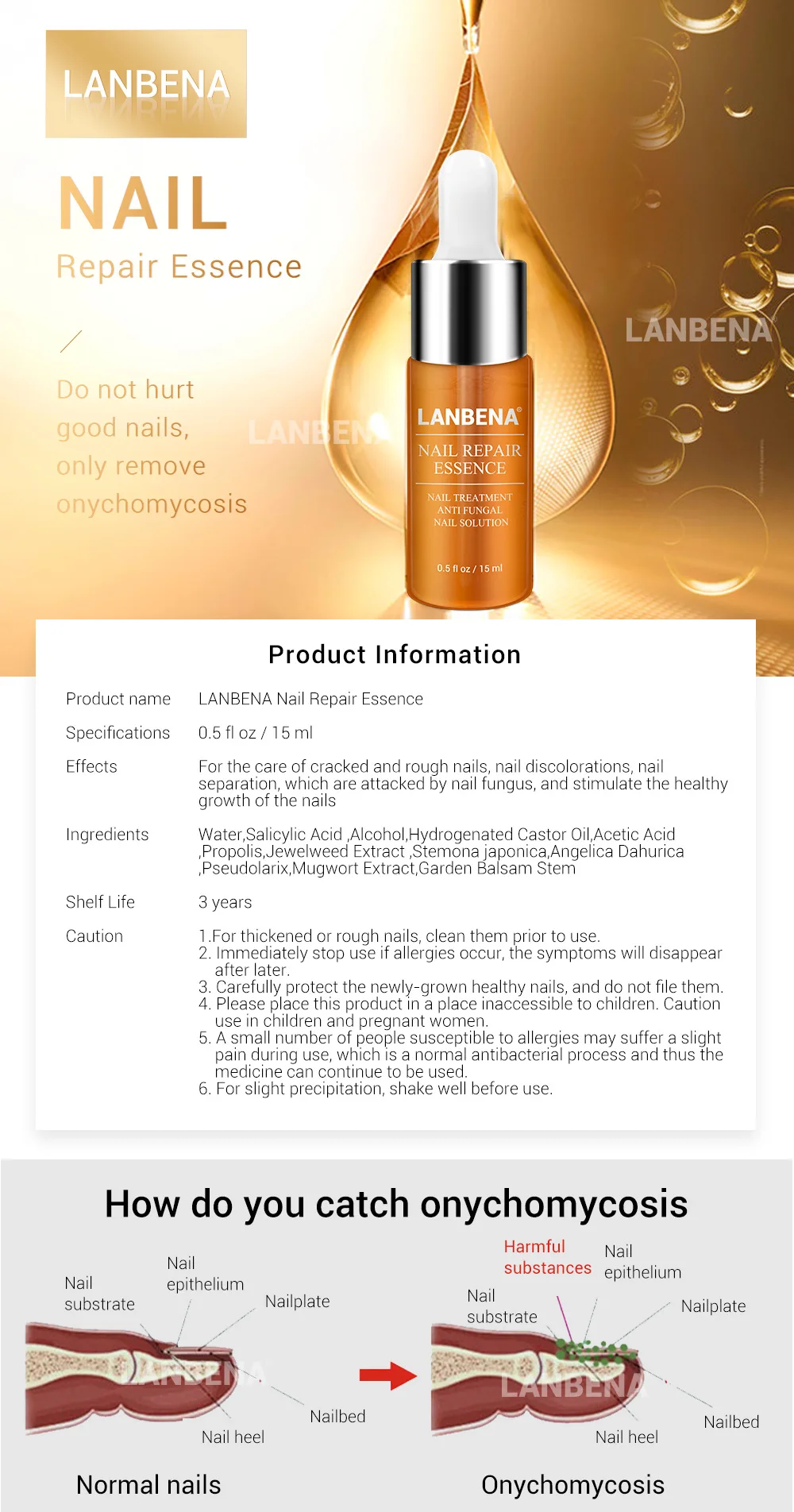 LANBENA Nail Care Gel Nail Foot Protector Skin Care Treatment Herb Nail Repair Essence