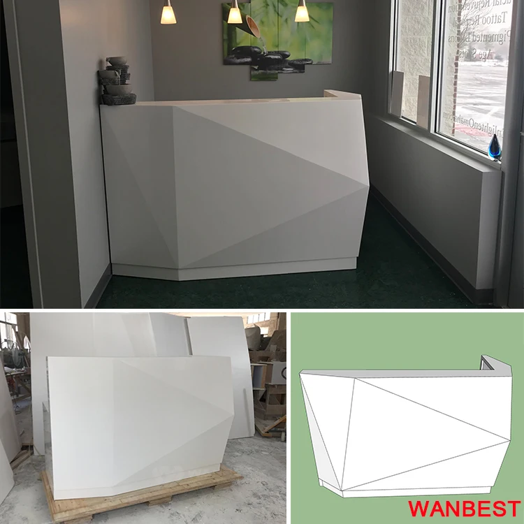 Luxury Acrylic Wood Curved Office Furniture Beauty Salon Hospital Reception Desk Front Table Design