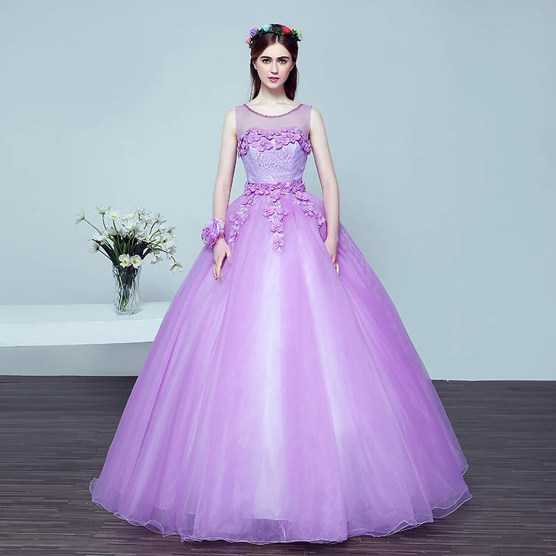 

Lace Flower Beaded Fashion Purple Tulle Organza Colored Wedding Dresses, Light purple beaded flower bridal wedding dress