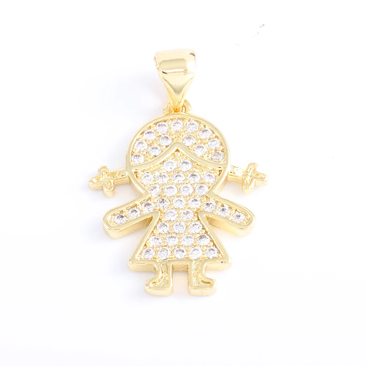 

High Quality Silver Plated CZ Micro Pave Little Girl Children Kids Charm Pendants, N/a
