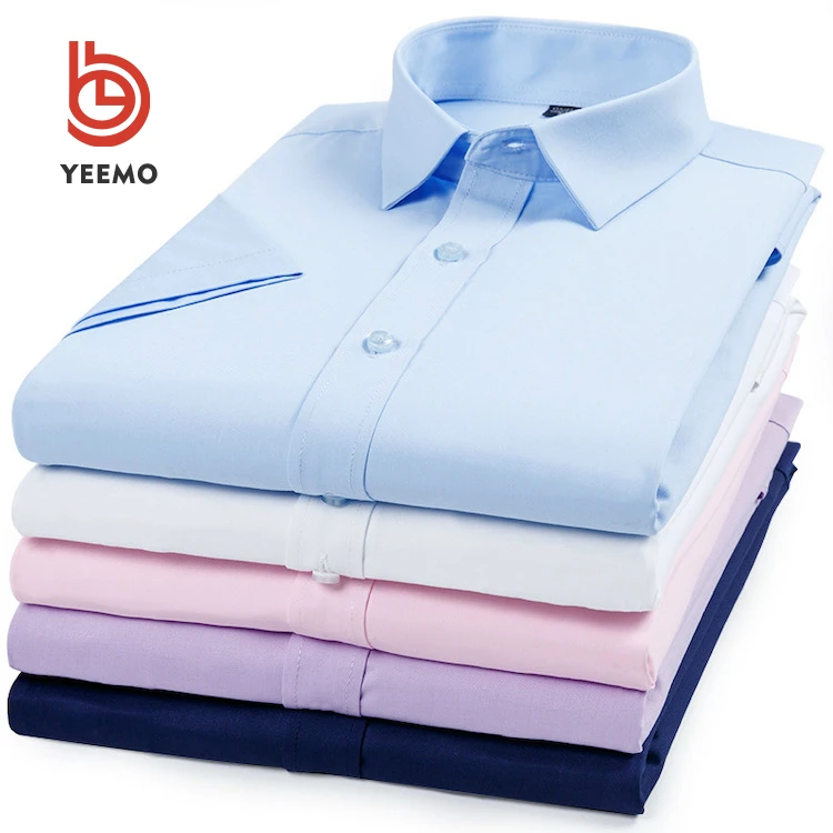 Hot Sale Bamboo Men's Short Sleeve Summer Dress Shirts Camisas De Vestir Para Hombre