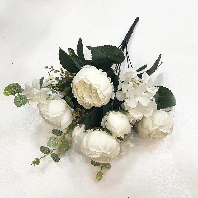 Wholesale Artificial 13 Branches White Silk Flower Peony Buy White