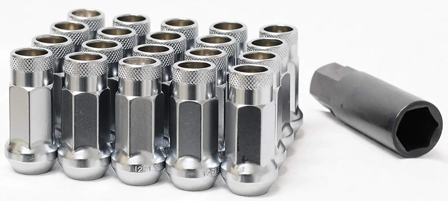 Set of 20 MUTEKI 32925SP SR35 Series Silver 12mm x 1.25 Thread Size Closed End Lug Nut,