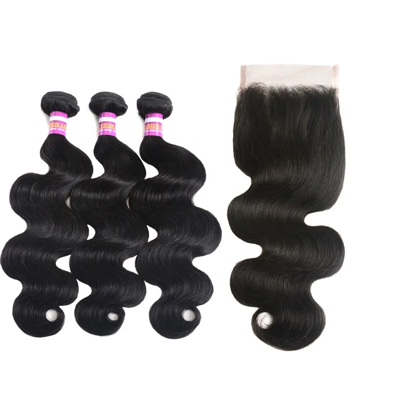 

Wholesale Human Hair Bundles Brazilian Body Wave Virgin Hair Bundles With Closure Tangle Free