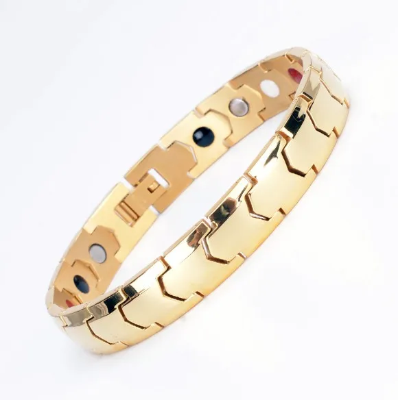 

Fashion stainless steel gold jewelry health men magnetic energy bracelet