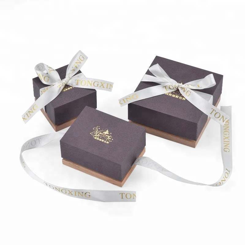 
Professional Logo Printed Wholesale Cardboard Ring Gift Boxes With Ribbon 