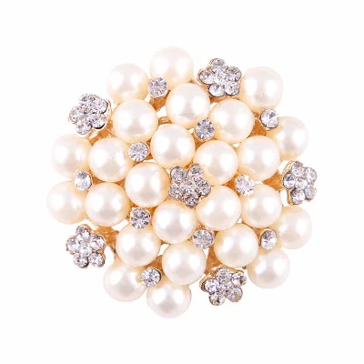 

Rose golden pearl rhinestone flower brooch for wedding and invitation card