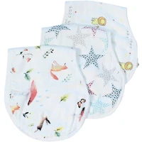 

organic 100% cotton microfiber unisex baby 3 pack set eating drool bibs burp cloth manufacturer with snaps