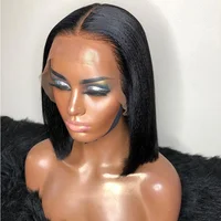 

yaki straight Raw indian hair High Quality Blunt Cut Bob wigs for black women