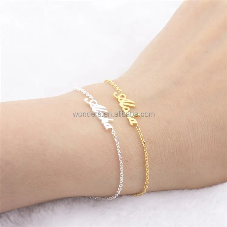 

Summer Monogram Aloha Charm Hawaii Style Bracelets Fashion Cuff Bracelet Words Stainless Steel Metal Jewelry