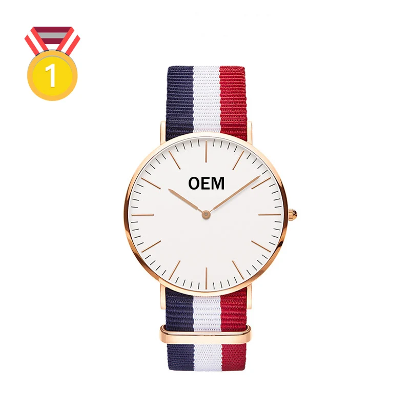 

DW new fashion custom nylon band women popular bracelet wrist oem nylon watch, Black blue