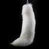 Genuine animal fur 40cm blue fox white color fox tail fluffy cell phone charm