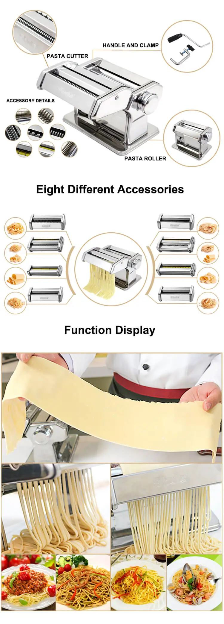 Home Use Stainless Steel Marcato Design Pasta Machine