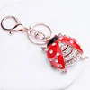 Factory Direct Supply Creative Diamond Ladybug Metal Keychain for Mobile Phone Pendant Bag Car Pendants