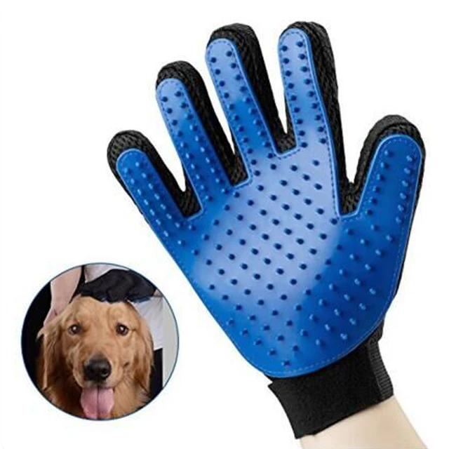 

Dog Pet grooming glove pet cat bath five finger pet glove, Blue