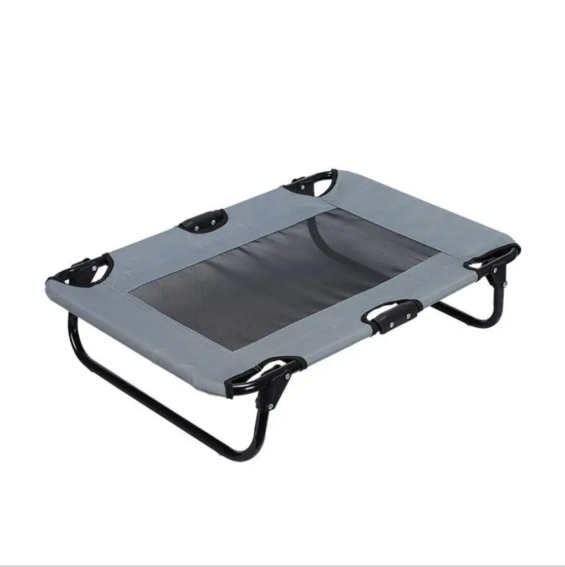 

QSOUTDOOR Folding Cot For Pet Up to 50 Lbs With Mesh Insert, Bluem,grey