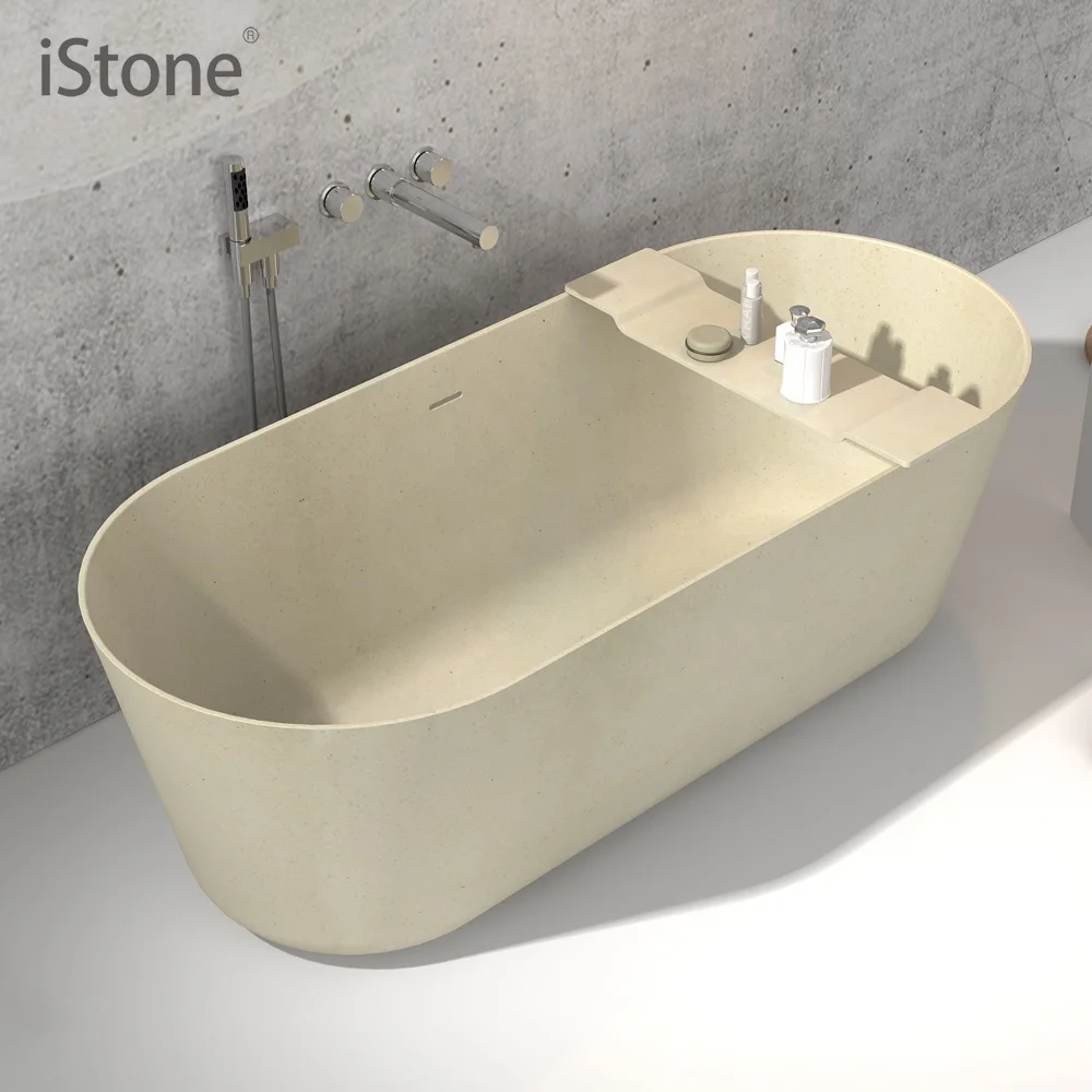 Best Selling Solid Surface Composite Stone Freestanding Bathtub Italian