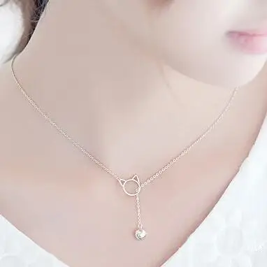 S 925 Silver, Japanese and Korean lovely cat bell Necklace