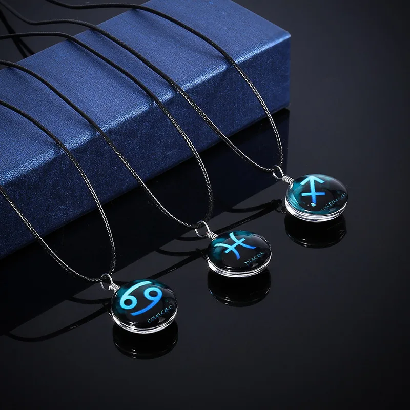 Wholesale Fashion Accessories Women Fancy Glass Gemstone Zodiac Necklace
