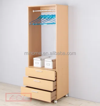 Simple Mfc Mdf Movable Wardrobe With Drawer And Hanger Buy