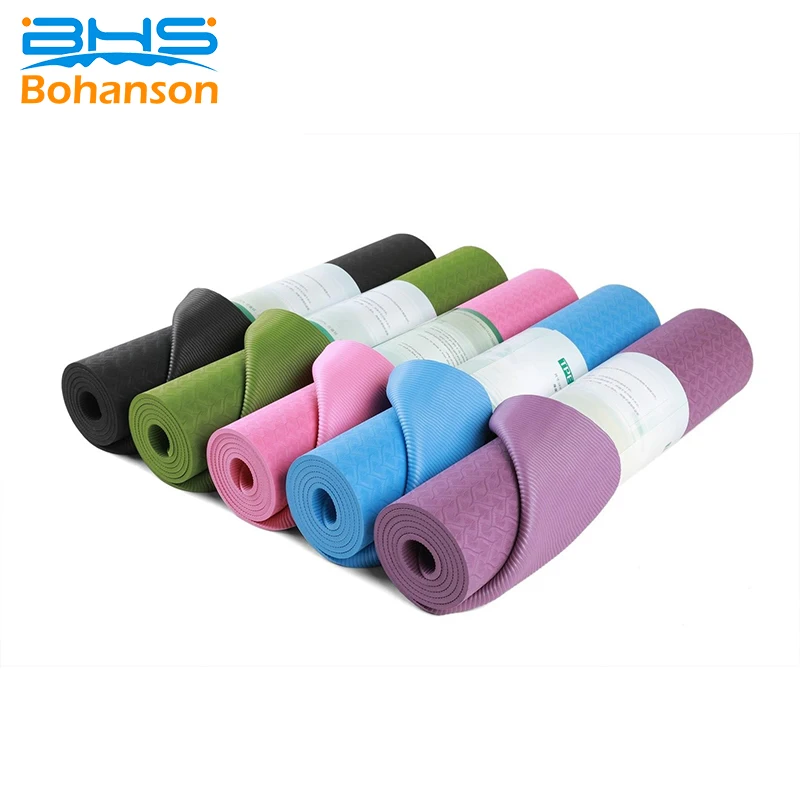 

Hot Sales High Quality Exercise Mat with Carrying Strap ,Non Slip TPE Thick Yoga Mat
