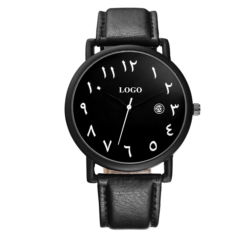 

OEM Brand Custom Watch Dial Leather Strap Wrist Watch Men Arabic Number Male Watch