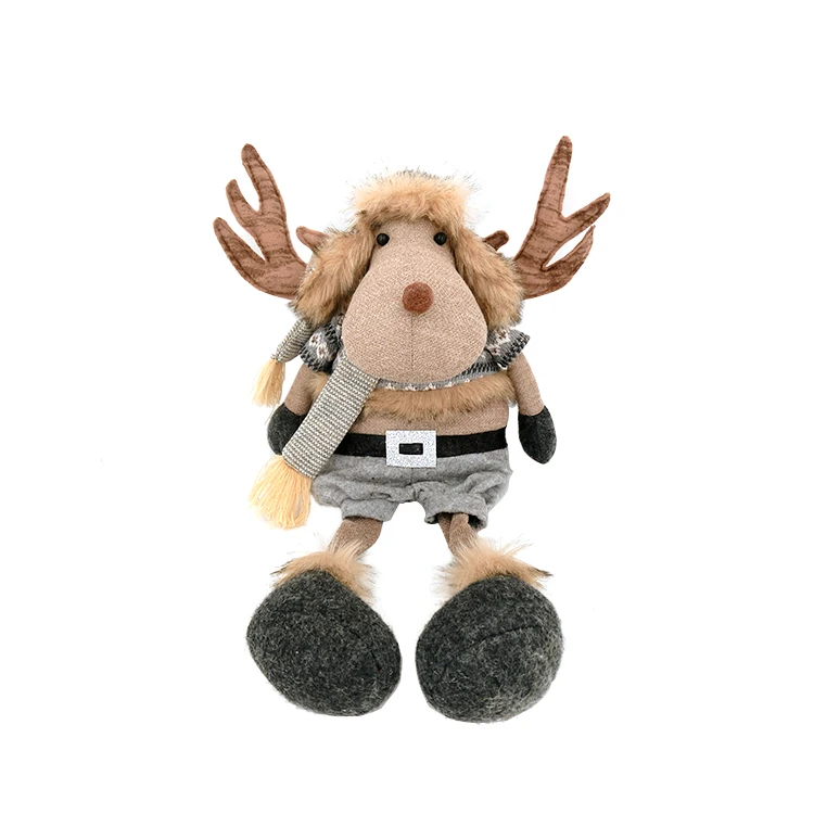 
Soft Leg Christmas Reindeer Statue Girl Plush Fur Reindeer Table Decoration for Shelf Decor Home Holiday 