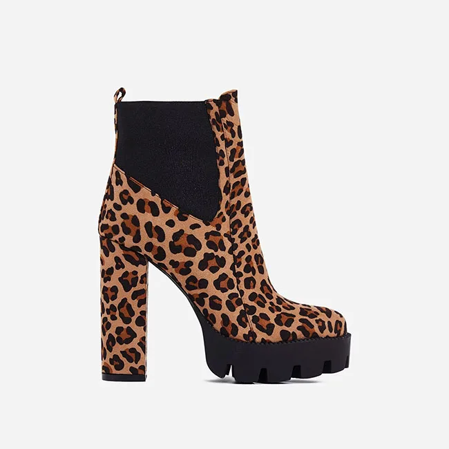 block heel leopard booties