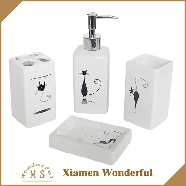 simple funny decal decoration ceramic sanitary sets which could used as business promotion and Mother's Day holiday gift