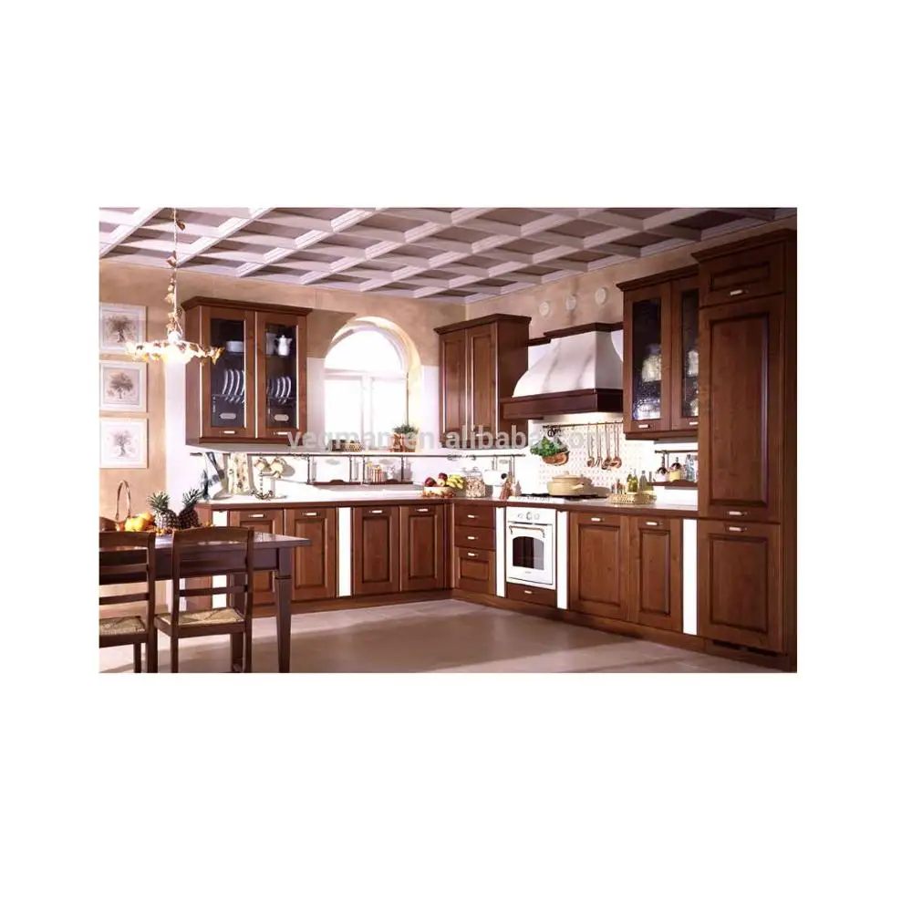 American Cherry Wood Kitchen Cabinets For L Shaped Classic