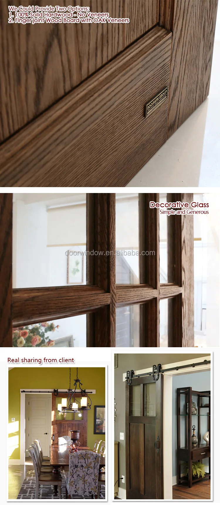 Solid wooden doors design catalogue oak grain color barn door for room