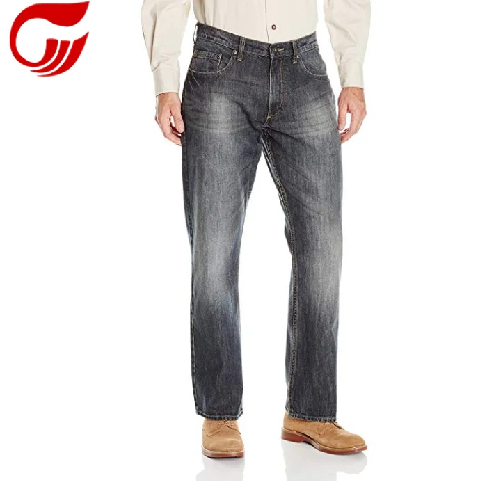 HONTOUTE Mens Plus Size Casual Loose Denim Pants Big and Tall Mid Waist Straight Leg Jeans Pants