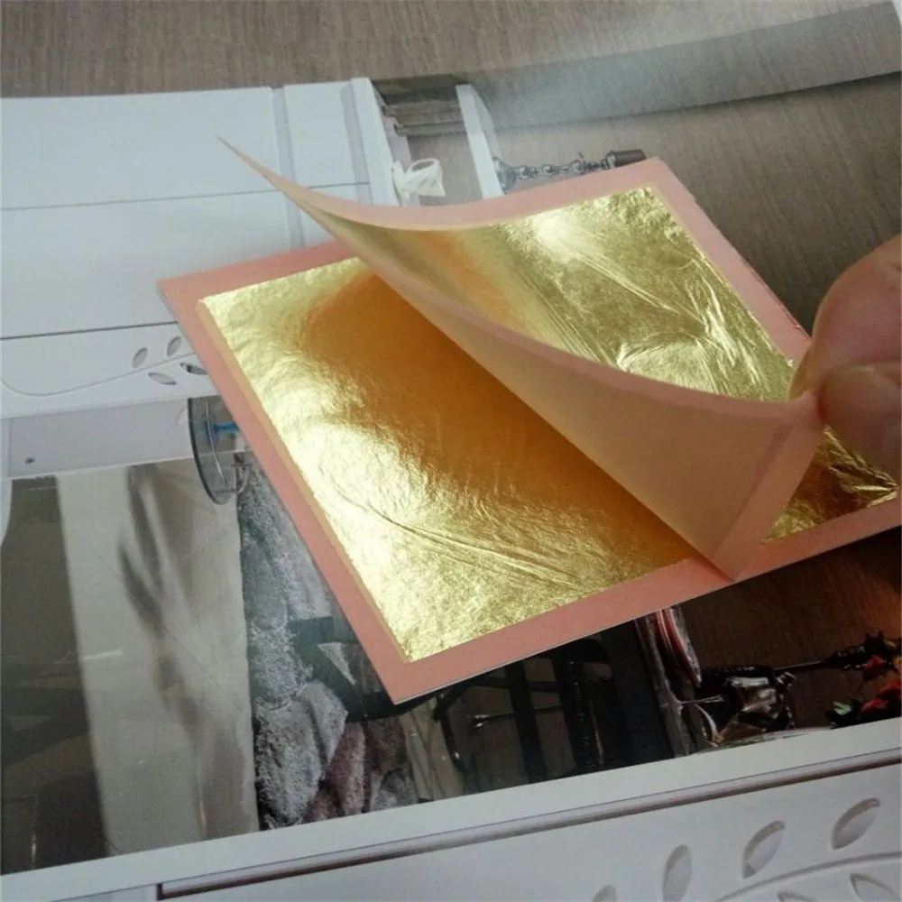 
gold leaf gilding Wholesale 98-99%% gold content decorative 22k 24k genuine gold leaf 8*8cm booklet foil paper 