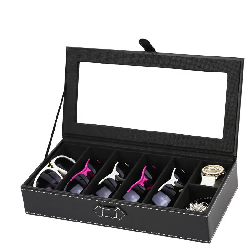 

PU Leather Sunglasses Case Eyewear Display Box In Stock, Black