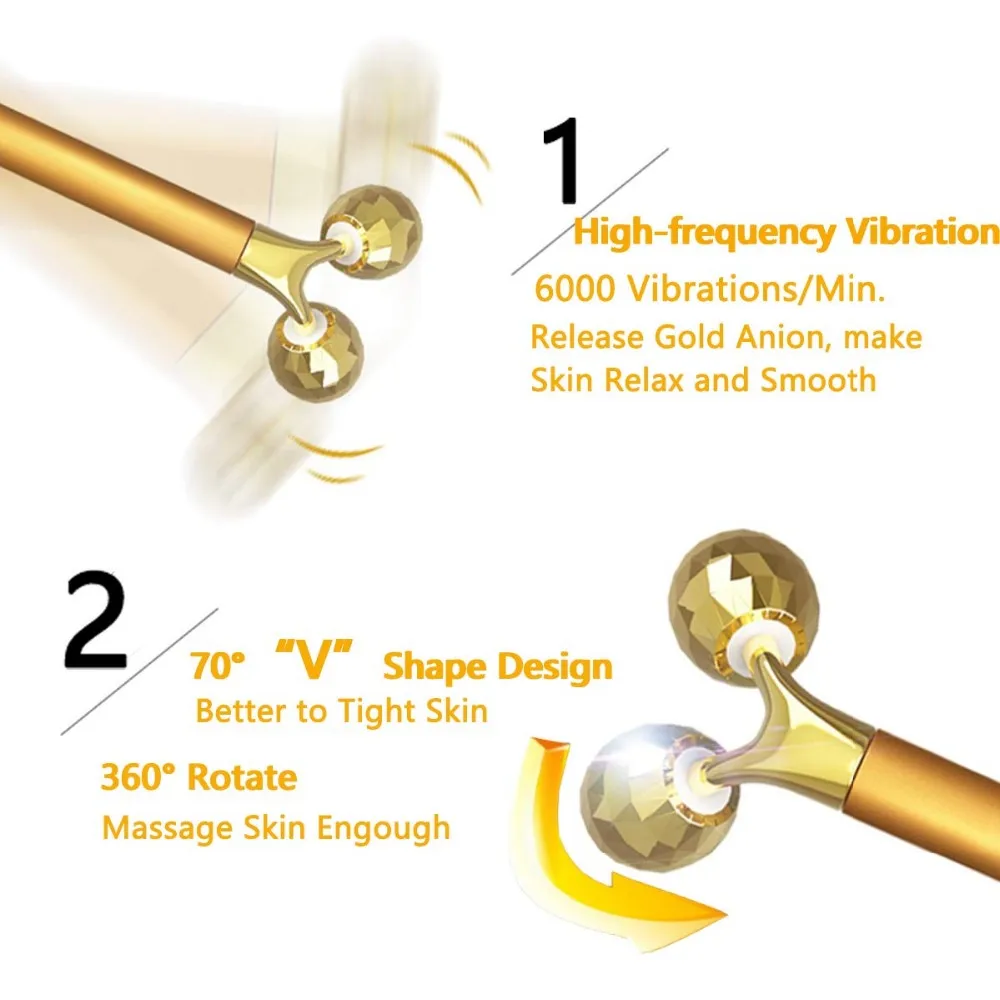 Custom 2 In 1 Energy Beauty Bar Face Massager 24k Golden Pulse Vibrating Face Massager Facial 