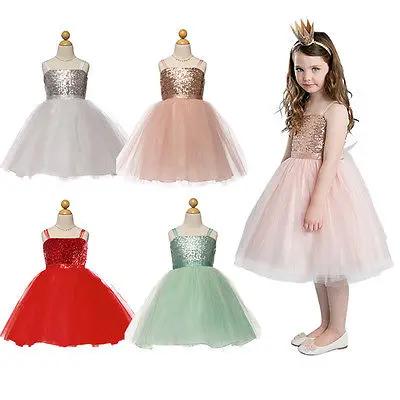 2016 New Baby Girls font b Dress b font Flower Kids Baby Princess Sequin Gown font