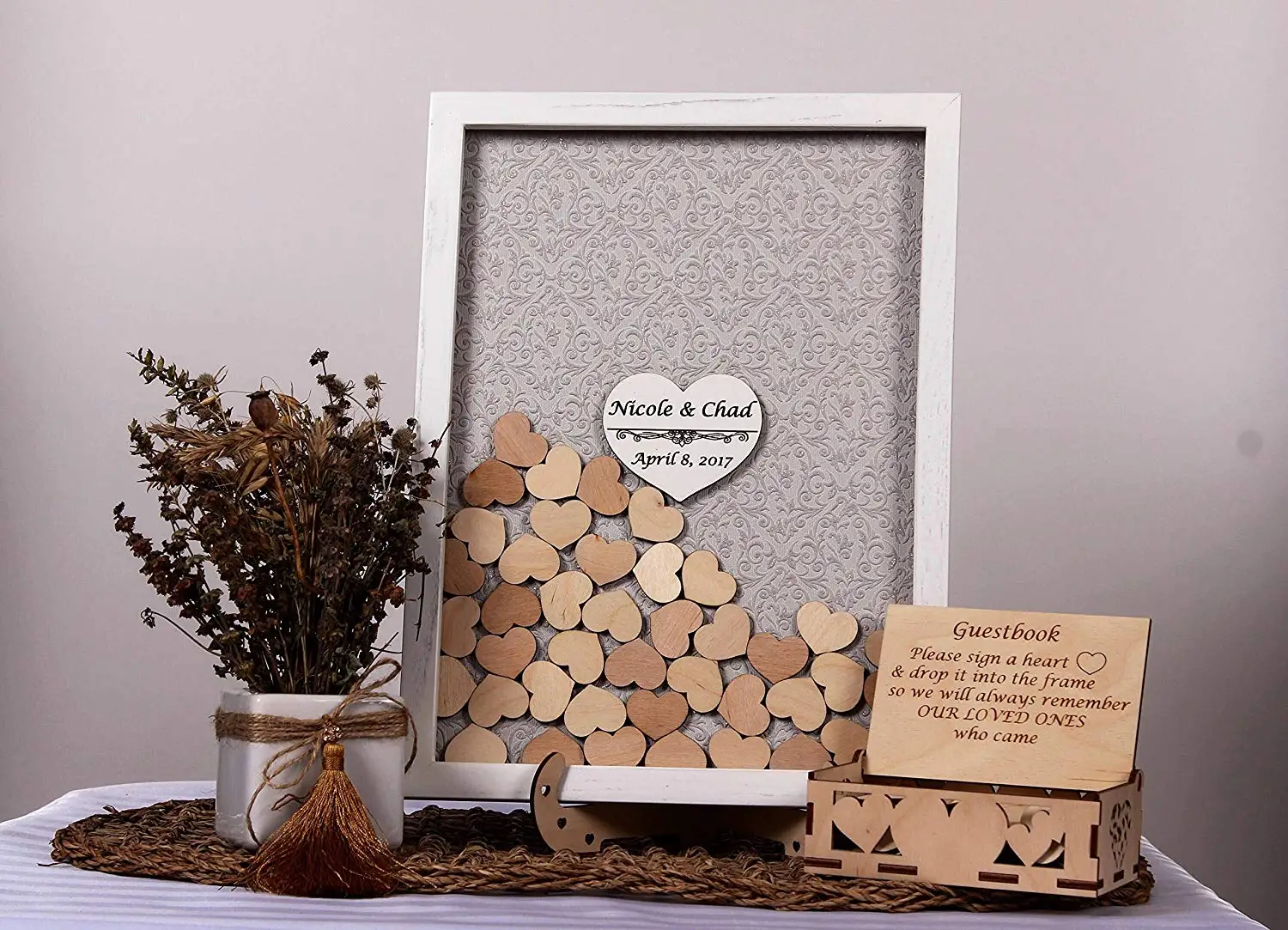 Guest Book Wedding Shadow Box With Hearts Drop Top Wedding Box Wedding Gues...