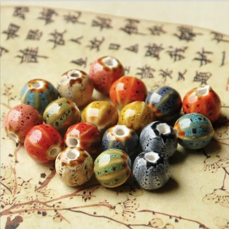 

CC1853 Watermelon Pumpkin Shaped Ceramic Beads, Handmade Pottery, Porcelain Guru Beads for Yoga Mala Earring Jewellery Making