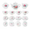 17 Piece Rose Flower Porcelain Ceramic Tea Set | Pretend Play Kids Toy Mini Kitchen Play set