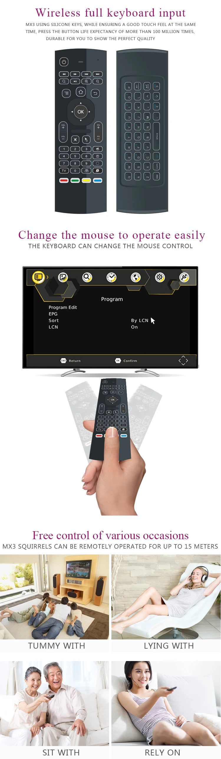 Latest Technology Super General Tv Remote Control With 7 Light Color