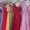 HQ162 Sexy Ladies evening Dress V-neck Designs Big Arms Elegant Red Long Gowns Evening Dress 2019