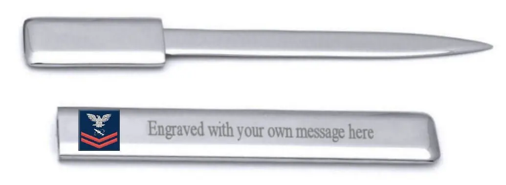 U.S Navy Red E-5 Missile Technician MT Engraved Letter Opener