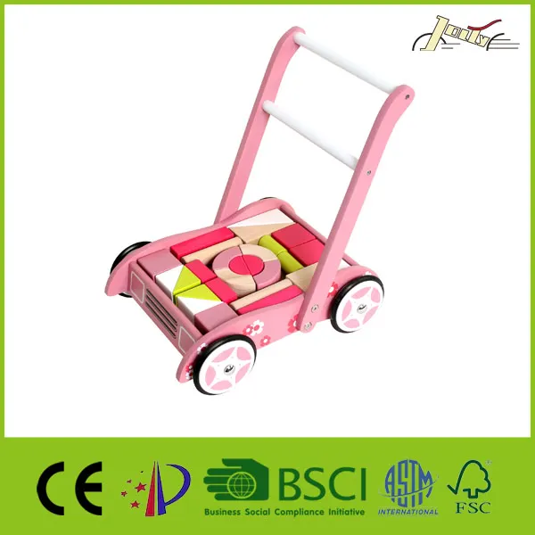 Pink Wooden Baby Walker for Girl KidsJW147-01