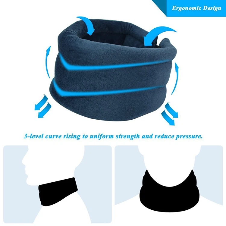 Blue Breathable Adjustable Health Cervical Neck Traction Device Relief Pain for Neck Brace