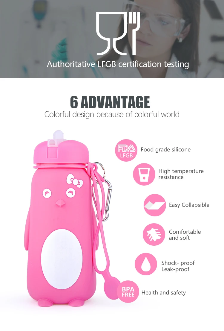 2018 Hot Promotional Silicone School Water Bottle For Kids