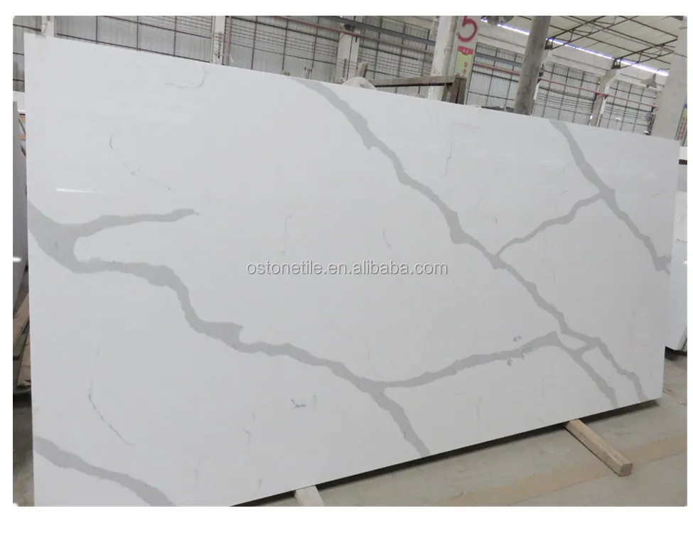 luxury natural white marble look quartz stone 3200x1600 calacatta quartz slab price